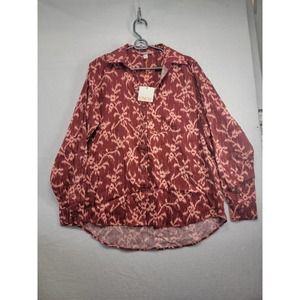 NWT Knox Rose Burnt Red Button Down Long Sleeve Women's Top Sz S